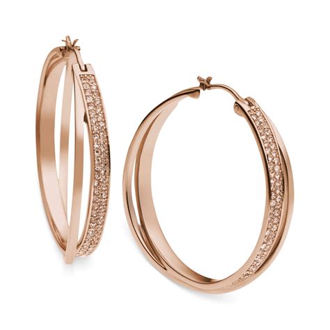 michael kors pave stud earrings rose gold|hoop earrings Michael Kors.